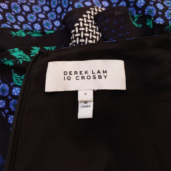 Derek Lam 10 Crosby 100% Silk Patchwork-Print Ruffled Skirt - Picture 6 of 8